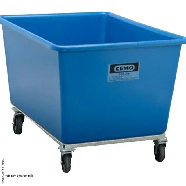 Bac rétention PFV 200L mobile bleu CEMO - Résistant huiles fioul gasoil