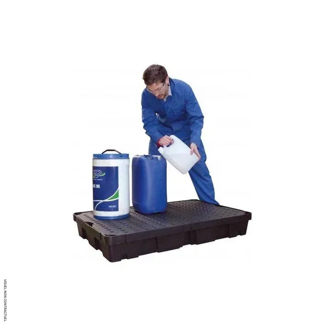 Bac rétention 100L PE caillebotis amovible CEMO stockage sécurisé