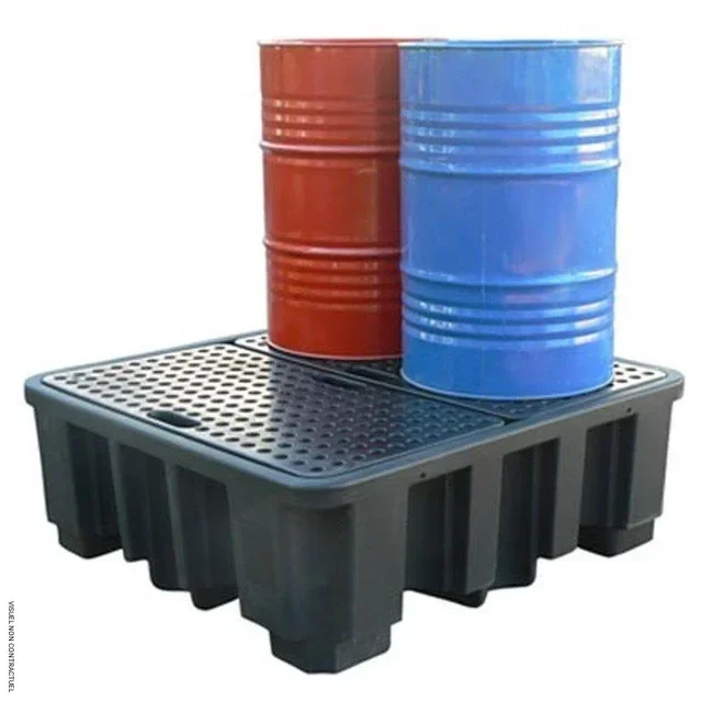 Bac de rétention PE DRUM 450/4 CEMO - 4 fûts 220L huiles gasoil avec caillebotis