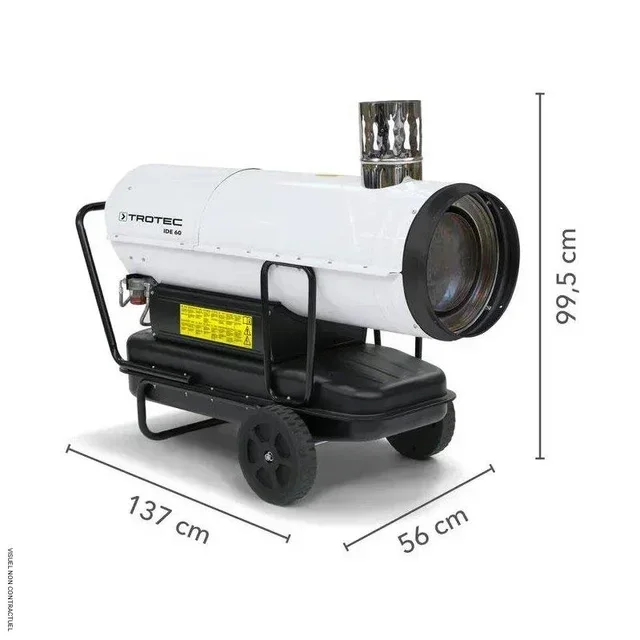 Canon à air chaud fioul mobile IDE 60 60 kW Trotec sur chariot pour chantier et atelier