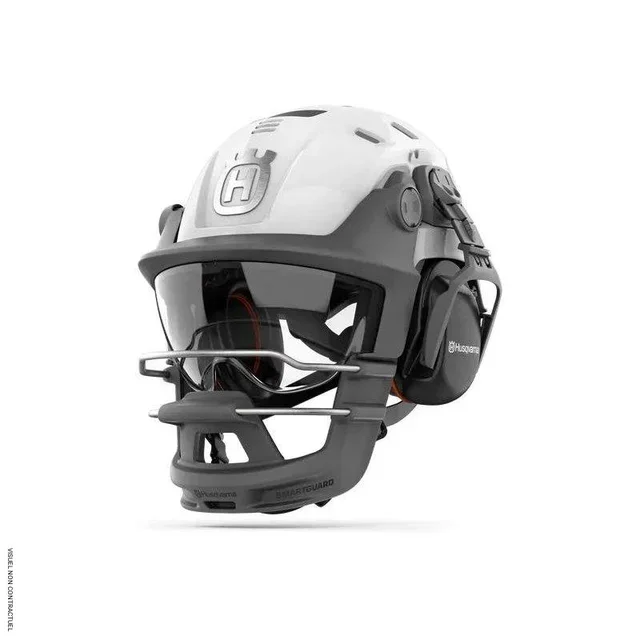 Casque Smartguard Husqvarna blanc protège-menton découpe