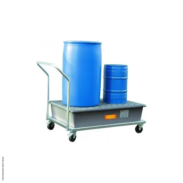 Chariot rétention PFV 220/2 CEMO - 2 fûts 220L caillebotis acier galvanisé