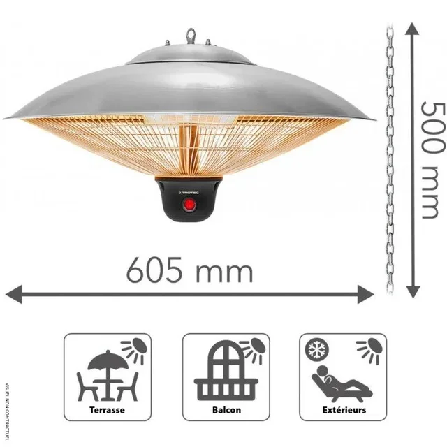 Chauffage extérieur suspendu 2000W infrarouge TROTEC IR 2000 SC terrasse