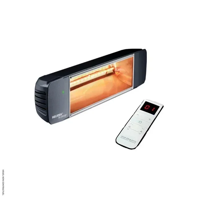 Chauffage infrarouge extérieur HELIOSA 77 RADIO 2000W noir - télécommande - résistant pluie IPX5