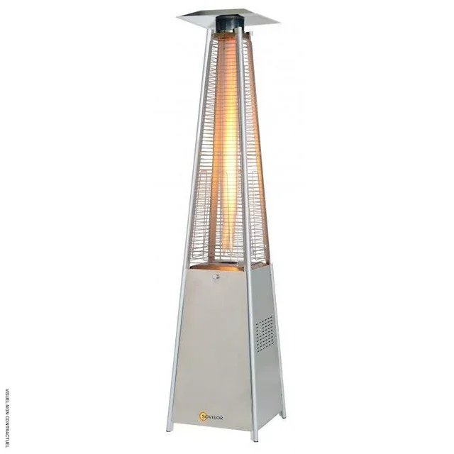 Chauffage parasol gaz LOUXOR inox 13kW pyramide SOVELOR terrasse