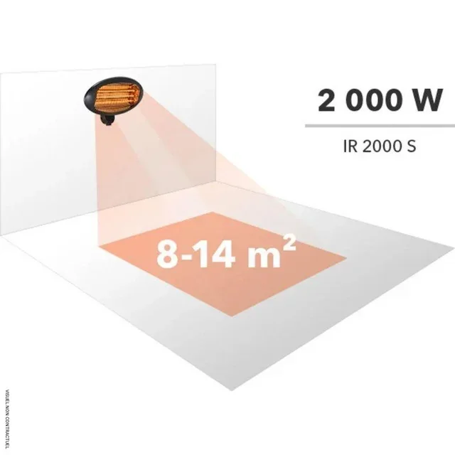 Chauffage radiant infrarouge Trotec IR 2000 S 2000W IP34 extérieur terrasse