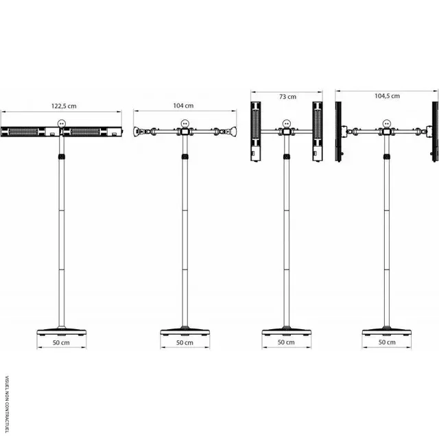 Chauffage radiant sur pied 2 lampes orientables REH 3000 TLC.2 SPLUS terrasse