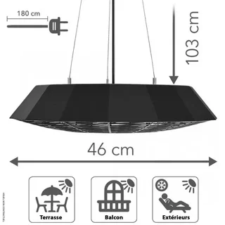 TROTEC IR 2010 SC 2000W Infrarot-Heizstrahler Deckenmontage Außen Terrassenheizer mit LED Fernbedienung IP45