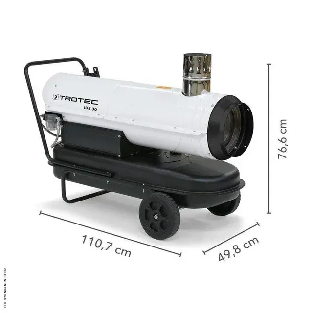 Chauffage soufflant fioul mobile IDE 30 Trotec 30kW sur chariot pour atelier et chantier