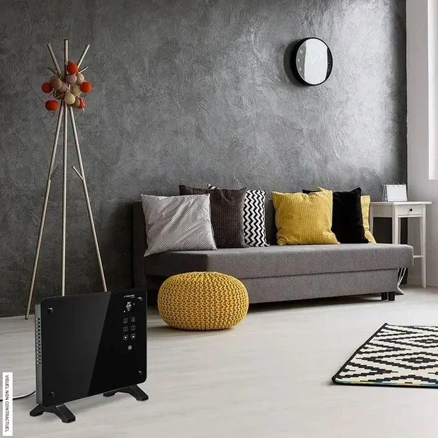 Aquecedor de ventoinha TROTEC TFC 220 E 2200W design vidro preto