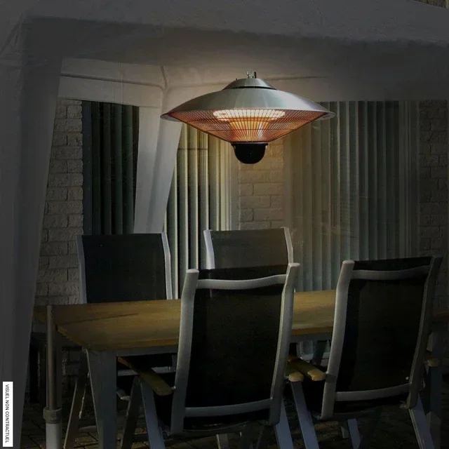 Aquecedor suspenso UFO para terraço 2100W LED VELTRON prata aquecimento exterior