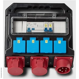 Quadro Elettrico Cantiere 4 Schuko 230V CEE 400V HEATCOM IP44 Distribuzione Elettrica