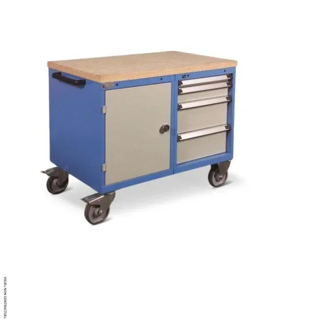 Établi mobile professionnel MANUEST 500kg 4 tiroirs porte atelier