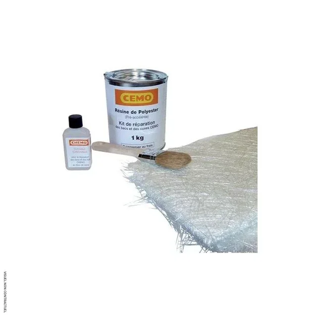 1kg CEMO Polyester Repair Kit with Resin, Catalyst and Fiberglass - Boat Car Body Fiberglass Repair Set