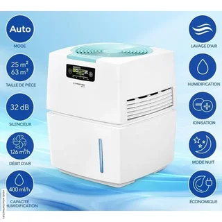 Laveur d'air 3-en-1 Trotec AW 10 S - Purificateur humidificateur ioniseur 25m²