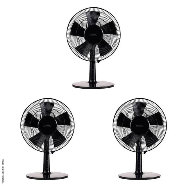 Lot 3 ventilateurs de table noirs Alizé AXELAIR 30 cm 2350 m³/h