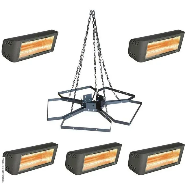 Lustre chauffage infrarouge Pentagono 5x2000W HELIOSA 44 Star Progetti terrasse