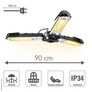 Parasol chauffant Trotec IR 2005 SC 3 têtes 2000W aluminium terrasse