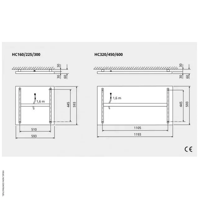Plafond chauffant électrique 450W HC450 Frico Thermocassette encastrable blanc