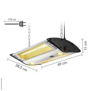 Ceiling infrared heater 2000W aluminium remote control TROTEC IR 2000 C