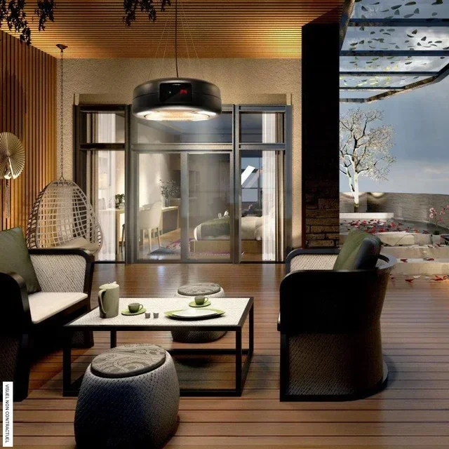 Hängende Infrarotheizung 1500W LED TROTEC IR 1550 SC Terrasse Außenheizung