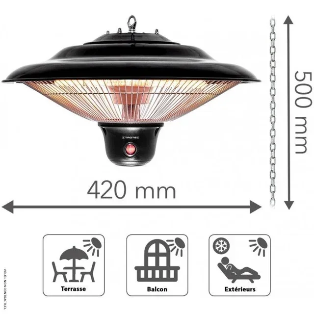 Radiant infrarouge suspendu TROTEC IR 1500 SC 1500W terrasse extérieur
