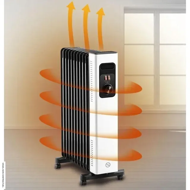 Radiateur bain d'huile mobile 2500W Trotec TRH 27 E - 11 ailettes, thermostat réglable, sécurité anti-basculement