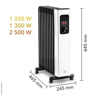 Radiateur bain d'huile mobile 2500W Trotec TRH 27 E - 11 ailettes, thermostat réglable, sécurité anti-basculement
