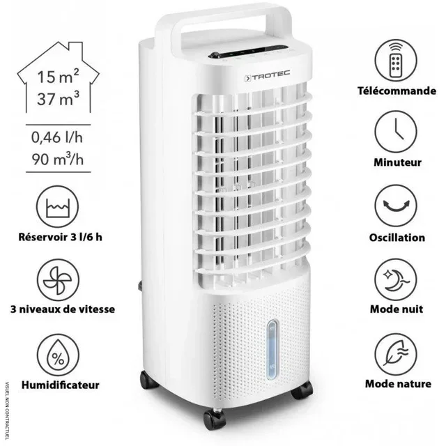 Rafraîchisseur d'air 3 en 1 Trotec PAE 11 - Ventilateur humidificateur évaporatif