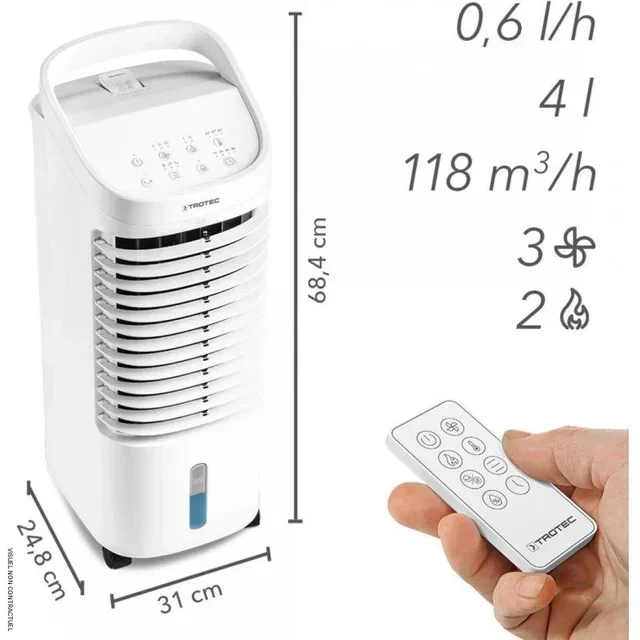 Rafraîchisseur d'air 4 en 1 Trotec PAE 19 H - Refroidissement, chauffage, ventilation et humidification 2000W