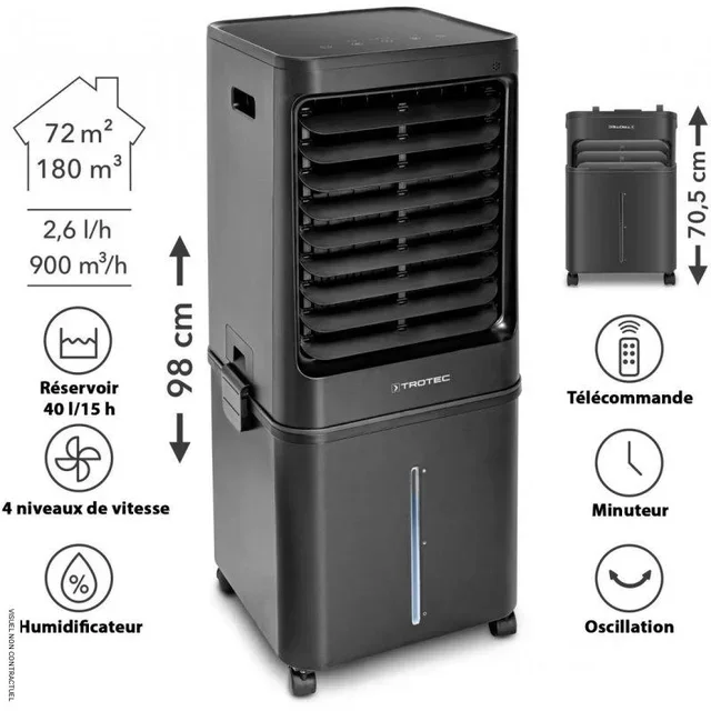Rafraîchisseur d'air Trotec PAE 60 - 4 en 1 40L noir ou blanc