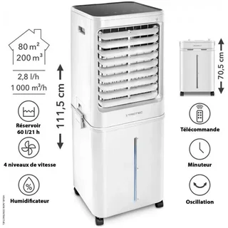 Rafraîchisseur d'air évaporatif PAE 81 Trotec 80m² 1000m³/h blanc