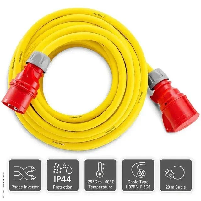 Rallonge CEE 32A 20m 6mm² 400V IP44 Trotec professionnelle H07RN-F