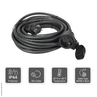 Rallonge électrique 20m H07RN-F 3G2,5 IP44 HEATCOM chantier professionnelle