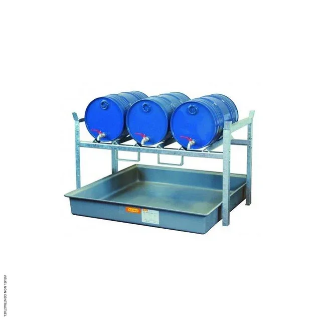 Rayonnage CEMO 800 pour 3 fûts 60L huiles lubrifiants acier galvanisé
