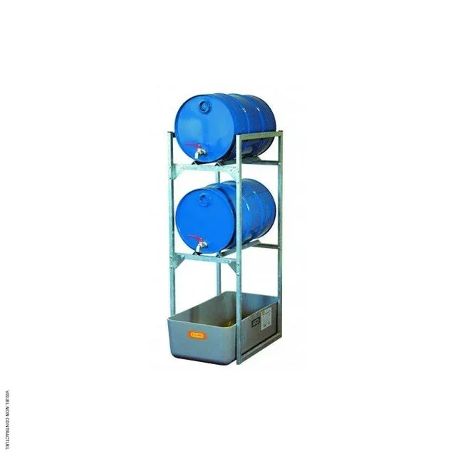 Rayonnage CEMO 120 avec supports pour 2 fûts 60L et bac de rétention 65L