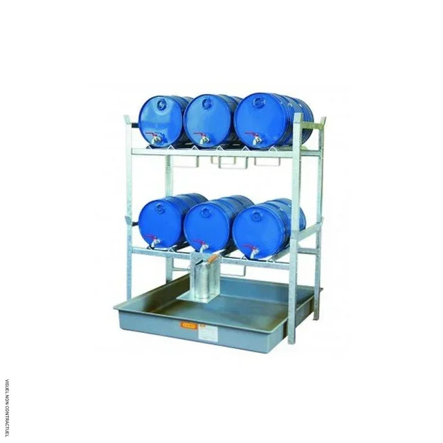 Rayonnage CEMO 800 pour 6 fûts 60L huiles et lubrifiants acier galvanisé