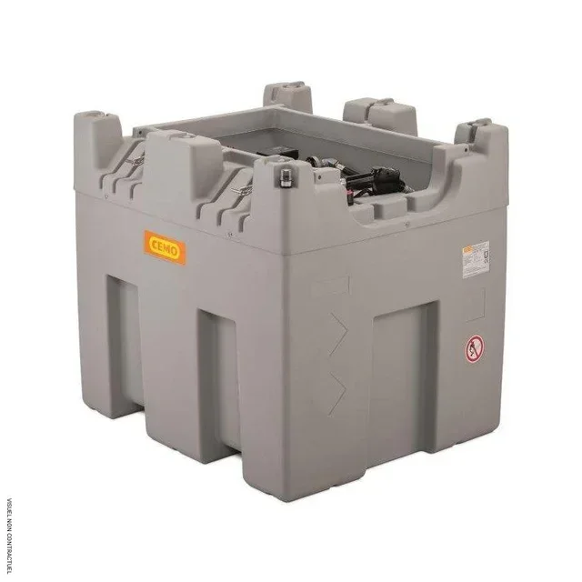 Station de distribution gasoil CUBE 980L Indoor CEMO sans capot - cuve double paroi PE 980 litres avec pompe 230V et pistolet automatique