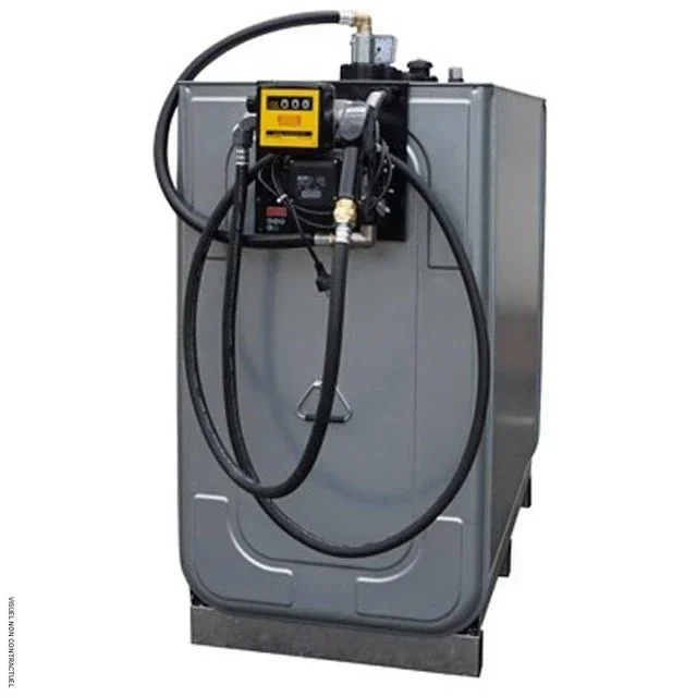 Station UNI 1000L double paroi Platine PEHD gasoil CEMO avec pompe électrique