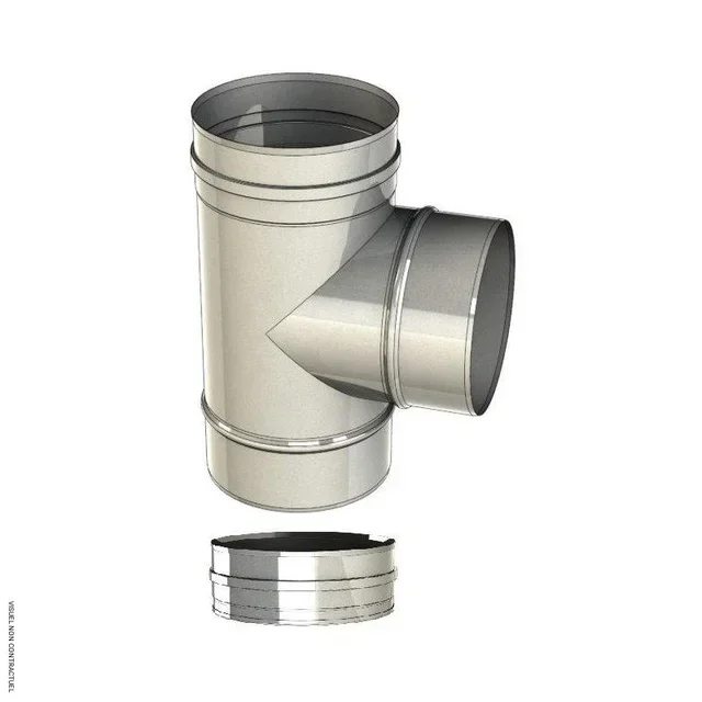 Té équerre 153 mm inox tampon SOVELOR-DANTHERM fioul gaz