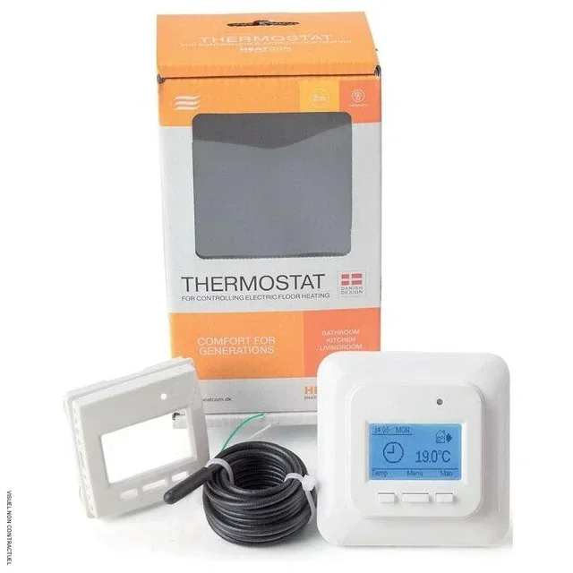 Thermostat digital programmable HC71 Heatcom écran rétroéclairé blanc bleu