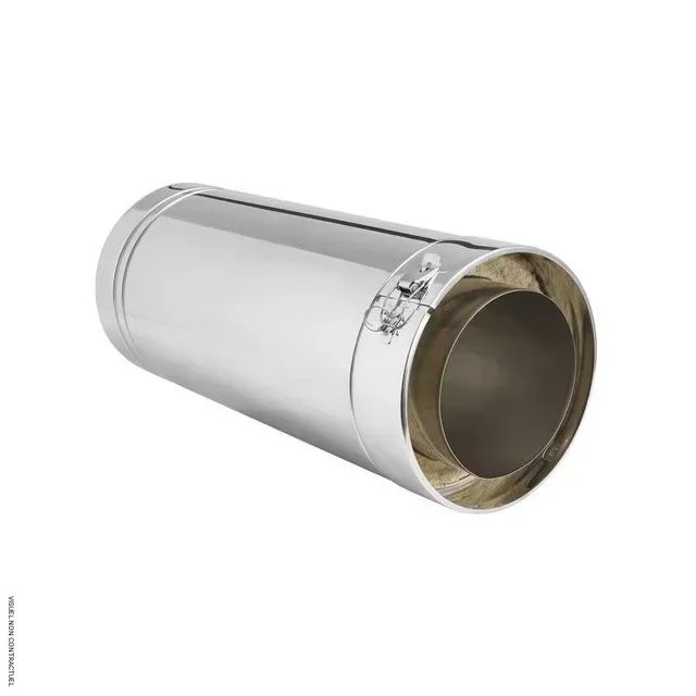 Tuyau droit 1m Ø180mm double paroi inox 304 fioul gaz SOVELOR