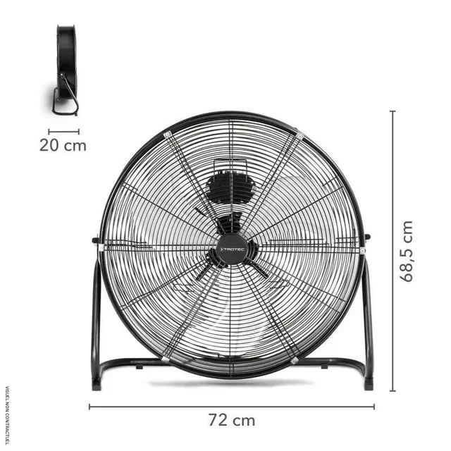 Ventilateur brasseur d'air TROTEC TVM 24 D 60 cm métal noir 3 vitesses