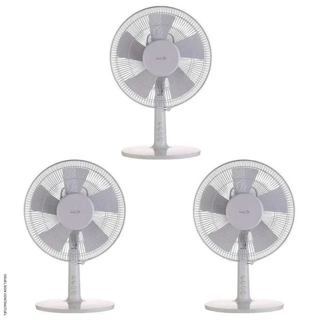 Lot 3 ventilateurs table Alizé 30cm blancs AXELAIR oscillation silencieux